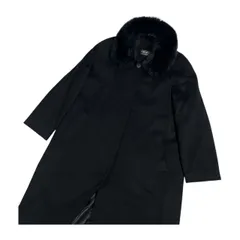 カシミヤ100% LA RIVA BIANCA ラリアビアンカ 毛皮 フォックス ファー付き ステンカラー ロング コート サイズ 11AR /ブラック/レディース
