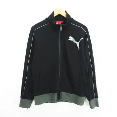 プーマ PUMA トラックジャケット スウェット 長袖 ジップアップ ロゴ コットン L ブラック スポーツウェア ※EKM