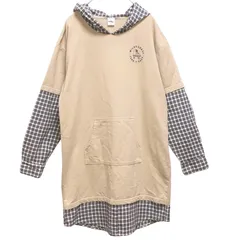 160cm MILKY COAST / ナルミヤインターナショナル 重ね着風ロング丈パーカーシャックシャツ トレーナー 異素材 プリント T975_2404/051のサムネイル