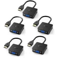 ICZI HDMI-VGA(D-SUB)変換アダプタ hdmi 変換 アダプタ ケーブル ブラック 1080p対応 HDMI オス to VGA メスアダプタ【5個セット】