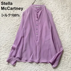 9.6万！美品 Stella McCartney ステラマッカートニー 高級感 バンドカラーシャツ ブラウス 長袖 ロングスリーブ ラベンダー パープル レディース サイズ36 S シルク100% ピュアシルク ハンガリー製 オフィス 人気 ハイブランド