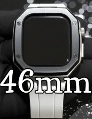 ブラックホワイト　新型モデル　高機能モデル　ワンタッチ　アップルウォッチ　カスタム　ケース　カバー　メタル　ラバーバンド　ベルト　スクリューレス設計
