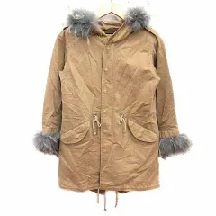 ユナイテッドアローズ UNITED ARROWS モッズコート ジップアップ 総裏地 ライナー付き フード ラクーンファー 36 S ベージュ /YK