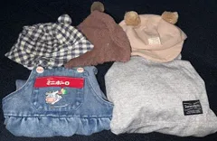 ベビー服 まとめ売り 5点セット デニムロンパース  帽子3点 サイズ写真参照