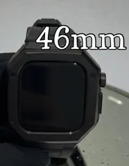 ブラックブラック　新型モデル　高機能モデル　ワンタッチ　アップルウォッチ　カスタム　ケース　カバー　メタル　ラバーバンド　ベルト　スクリューレス設計