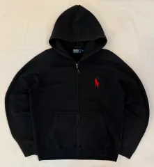 ポロラルフローレン ビックポニー チーフキープ フードジップアップ ブラック レッド