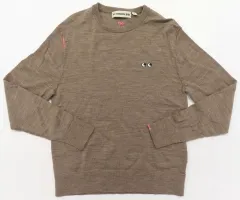 【中古】アウターウェア ロゴ メリノクルーネックセーター ブラウン Mサイズ 「ユニクロ×アニヤ・ハインドマーチ」