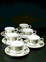 【幽玄】ノリタケ NORITAKE 白磁 金彩 花文 デミタス カップ&ソーサー 6客纏めて