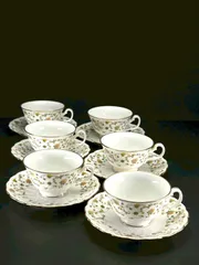 【幽玄】ノリタケ NORITAKE studiocollection 白磁 金彩 花文 デミタス カップ&ソーサー 6客纏めて