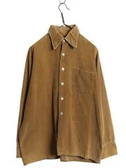 【お得なクーポン配布中!】 70s アロー 細畝 コーデュロイ 長袖 シャツ メンズ L / 古着 ヴィンテージ ポケット付き ヘビーウェイト カジュアル 無地 コーズ ボックス