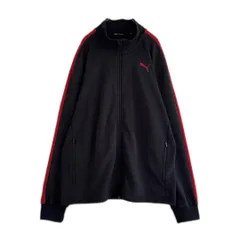 PUMA　トラックジャケット　ジャージ　ワンポイント　切替　レッド　ブラック