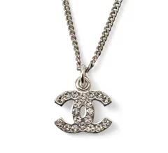 シャネル ネックレス/ペンダント CHANEL ココマーク/CC ラインストーン シルバー/ホワイト【中古】
