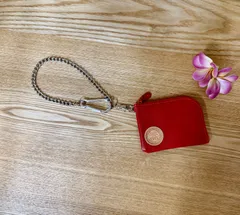 レザークラフト チェーン付きL字ファスナーウォレットミニ ( カード / 薬 ) 財布 ポーチ 本革 ルート66 ハンドメイド #39