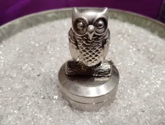 ✨フクロウ 朱肉スタンド  シルバー 風水 開運 置物✨