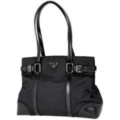 プラダ PRADA ロゴプレート トートバッグ ハンドバッグ トートバッグ ナイロン ネロ(ブラック) レディース 【中古】