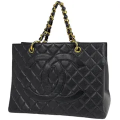 シャネル CHANEL ココマーク チェーン トートバッグ ハンドバッグ マトラッセ トートバッグ キャビアスキン ブラック レディース 【中古】