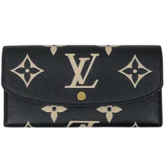 ルイ・ヴィトン Louis Vuitton ポルトフォイユ エミリー バイカラー ジャイアント 長財布 モノグラムアンプラント ブラック ベージュ M83138 レディース 【中古】