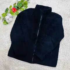 GU　フリースジャケット　ボアジャケット　もこもこ　黒　ブラック　Lサイズ　冬