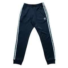古着 adidas アディダス トラックパンツ 刺繍 トレフォイルロゴ ブラック×ホワイトライン  Lサイズ 2510-389