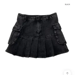 (M) デニム プリーツ スカート