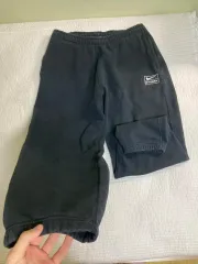 L ナイキ×ステューシー ウォッシュド フリース パンツ ブラック