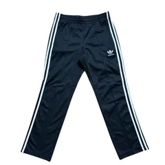古着 adidas アディダス トラックパンツ 刺繍 トレフォイルロゴ ブラック×ホワイトライン Mサイズ 2510-392