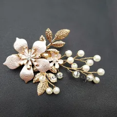 髪飾り リーフ フラワー ゴールド クリップ ヘアアクセサリー 結婚式 発表会