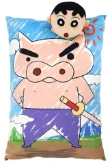 【中古】クッション・抱き枕・本体 とびつきしんちゃん＆ビッグぶりぶりざえもんクッション 「一番くじ クレヨンしんちゃん～オラとにんきもの大集合だぞ～」 ラストワン賞 