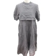 ダブルクローゼット w closet ワンピース Aライン ロング 五分袖 M ダークブラウン /RT