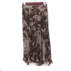 スナイデル SNIDEL プリーツスカート ロング シフォン ティアード 総柄 F 茶 ブラウン ベージュ /YI