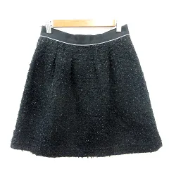 アプワイザーリッシェ Apuweiser-riche フレアスカート ミニ ツイード ラメ 2 M 黒 ブラック /MN