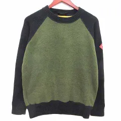 コムサコミューン COMME CA COMMUNE ニット セーター フリース バイカラー 長袖 緑 グリーン 黒 ブラック /YK