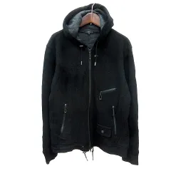 ケミット kemit パーカー ジップアップ ウール カシミヤ混 46 S 黒 ブラック /MN