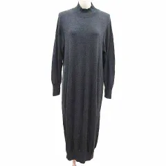イエナ IENA ワンピース ロング ニット ハイネック 長袖 ウール チャコールグレー /YK