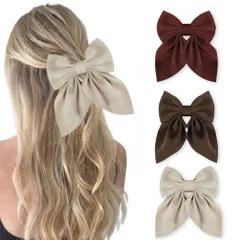 ヘアクリップ リボン アイボリー ダークレッド ブラウン シンプル 髪飾り 髪留め 韓国 小さ目