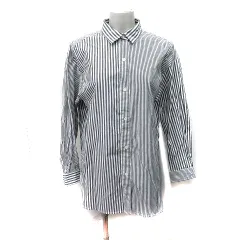 グローバルワーク GLOBAL WORK シャツ ブラウス ストライプ 長袖 M 黒 ブラック 白 ホワイト /YI