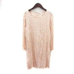 サマンサモスモス SM2 ワンピース ミニ 花柄 長袖 M ベージュ オレンジ /MN