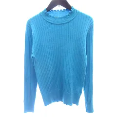 ロペピクニック ROPE Picnic ニット カットソー ハイネック フリル リブ 長袖 38 M 水色 ライトブルー /AU