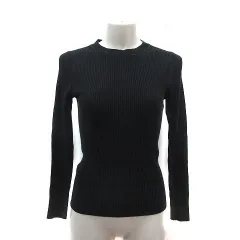 シップス SHIPS ニット カットソー クルーネック リブ 長袖 36 黒 ブラック /MS