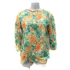 ニームエニーム nimes et nimes シャツ ブラウス 七分袖 総柄 マルチカラー /YI