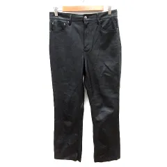 ザラ ZARA フェイクレザーパンツ スリム スキニー 裏起毛 38 M 黒 ブラック /AU