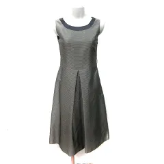 ボールジー BALLSEY トゥモローランド ワンピース ロング ノースリーブ 総柄 38 M ベージュ 黒 ブラック /YI