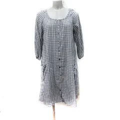 サマンサモスモス SM2 ワンピース ひざ丈 長袖 ギンガムチェック M グレー /YI