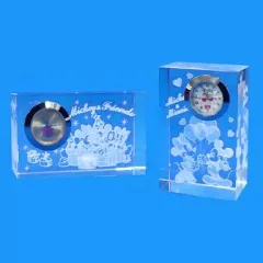 【中古】置き時計・壁掛け時計(キャラクター) 全2種セット プレミアムクリスタルクロック 「ミッキー＆フレンズ」