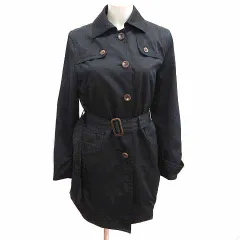 バーニーズニューヨーク BARNEYS NEW YORK ステンカラーコート スプリング 総裏地 40 L 黒 ブラック /YK