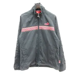 プーマ PUMA ジャケット ブルゾン ライン ロゴ刺繍 総裏地 裏メッシュ S グレー /MN