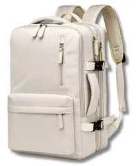 レディース 軽量 機内持ち込み 撥水 15.6型PC対応 リュック 拡張30L キャリーオン 旅行 自立スクエア 通勤 [Ventury] 出張 オフホワイト（アイボリー系）