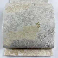 【美品】 袋帯 逸品 葡萄 唐織 金銀糸 クリーム 六通 正絹 【中古】
