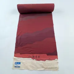 反物 優品 羽尺 羽織 和装コート 段縞 銀糸 赤茶 正絹 【中古】