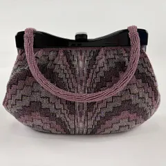 和装バッグ 優品 ビーズバッグ フォーマル 幾何学 紫 ビーズ 和装小物  【中古】